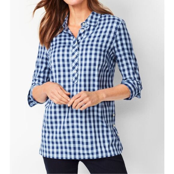 Talbots NWT GINGHAM POPOVER TUNIC sz M - Picture 1 of 8